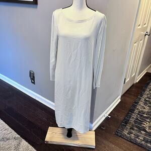 eileen fisher bone 100% silk georgette long sleeve tunic xs